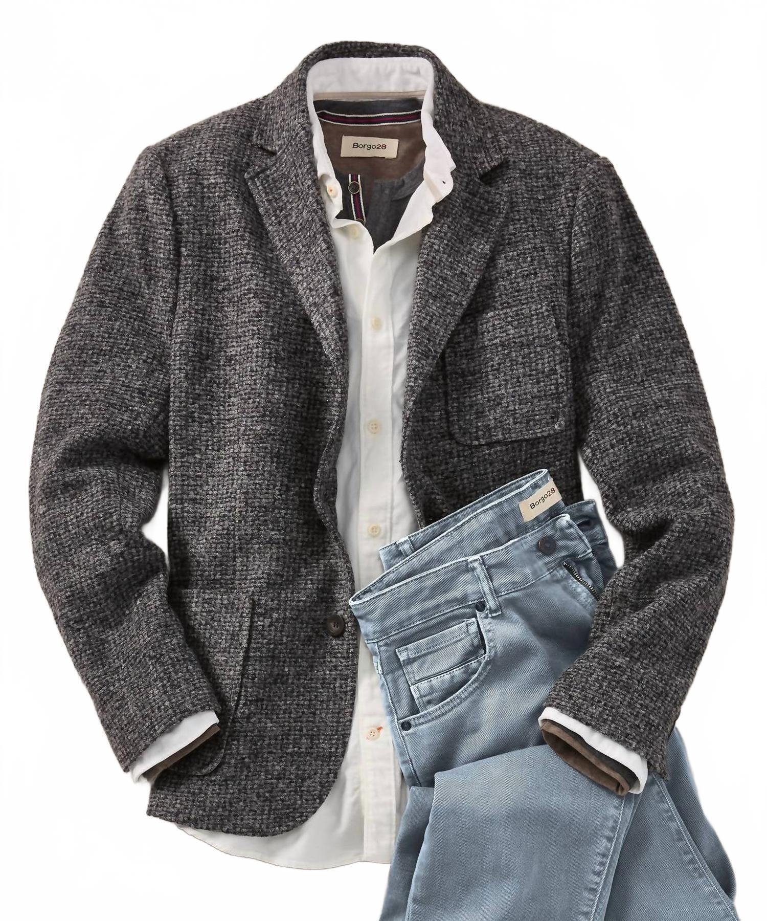 New Borgo28 Men's Soft Knit Wool-Blend Blazer In Charcoal — image 2 of 4